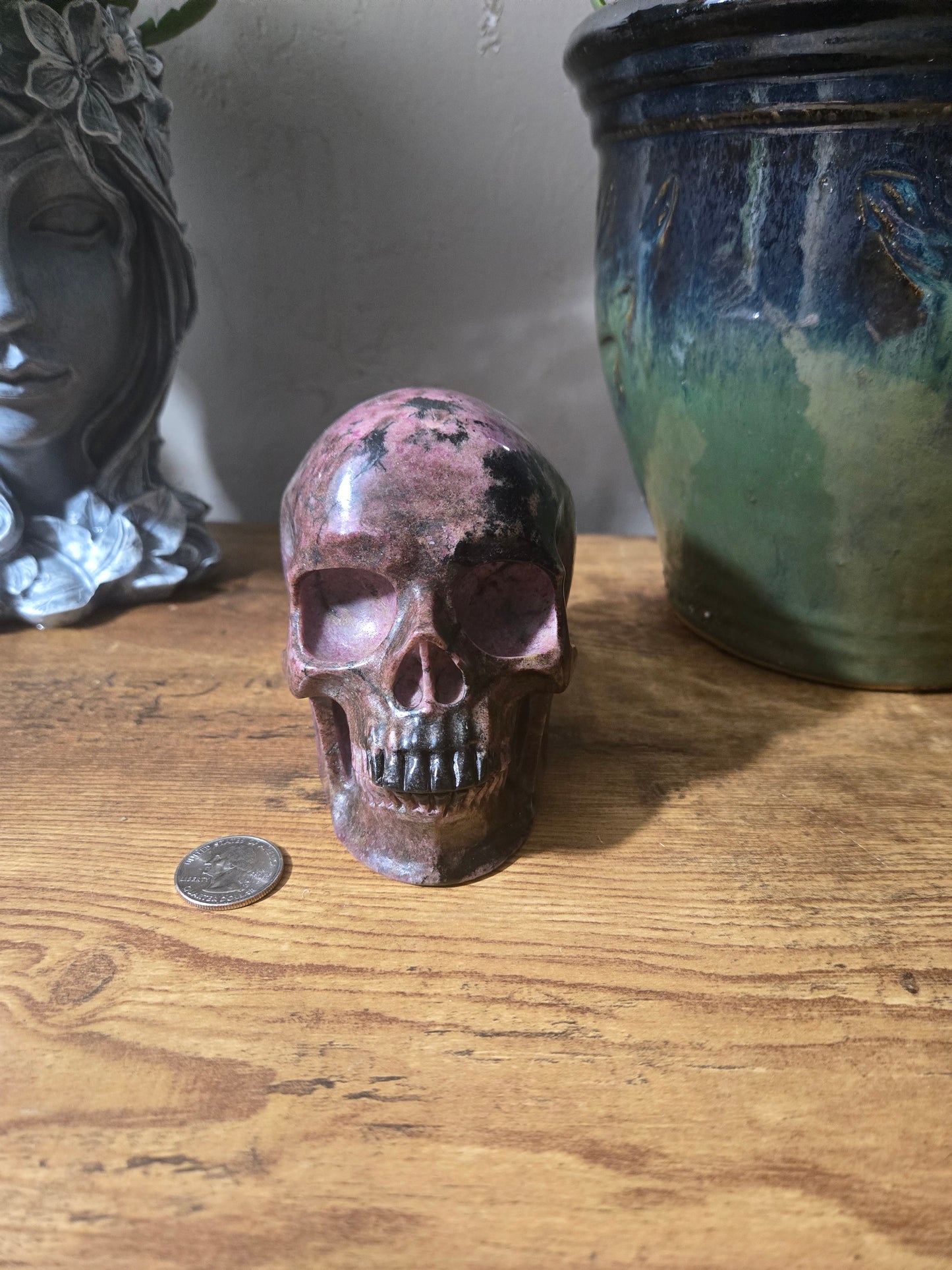 Rhodonite Skull