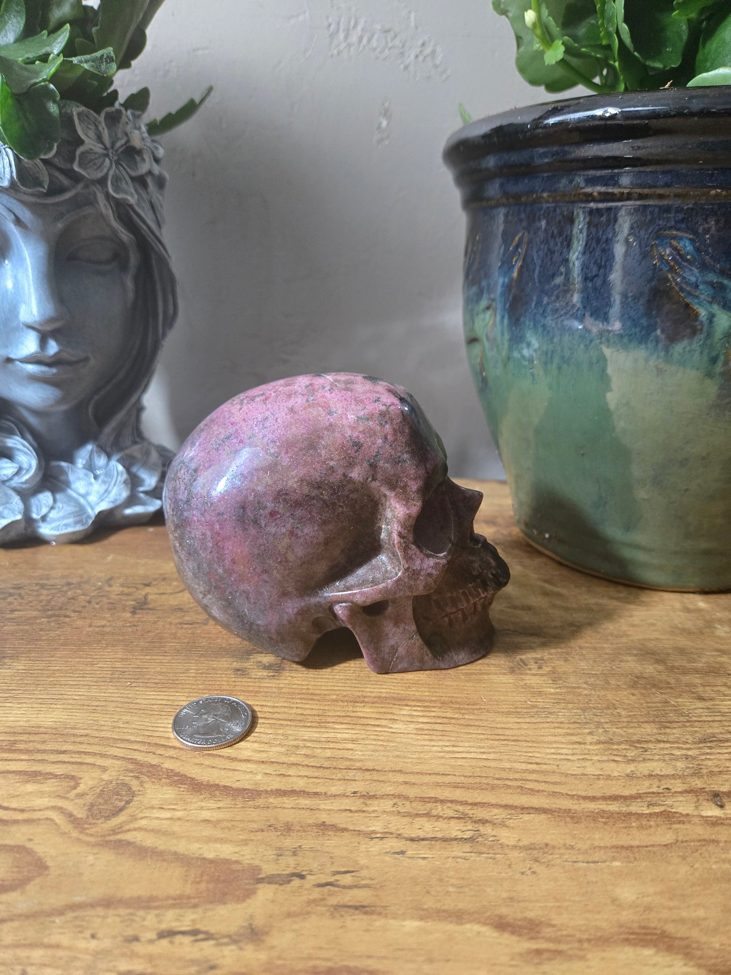 Rhodonite Skull