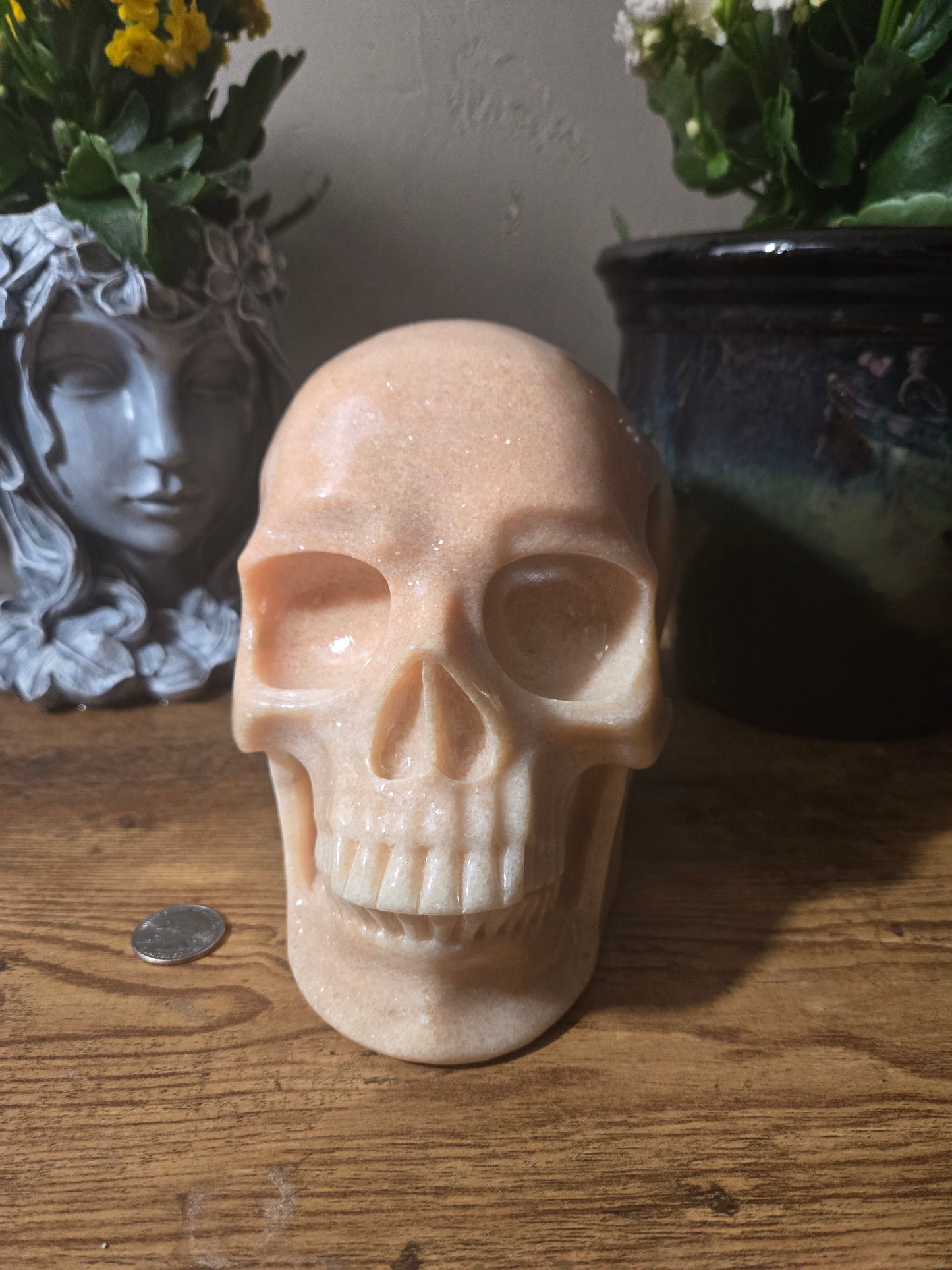 Orange Calcite Large Skull