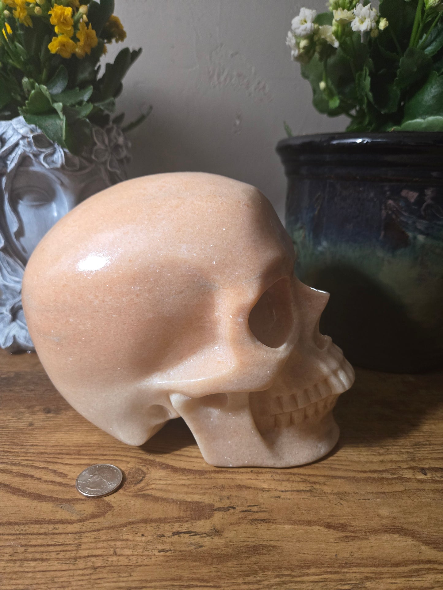Orange Calcite Large Skull