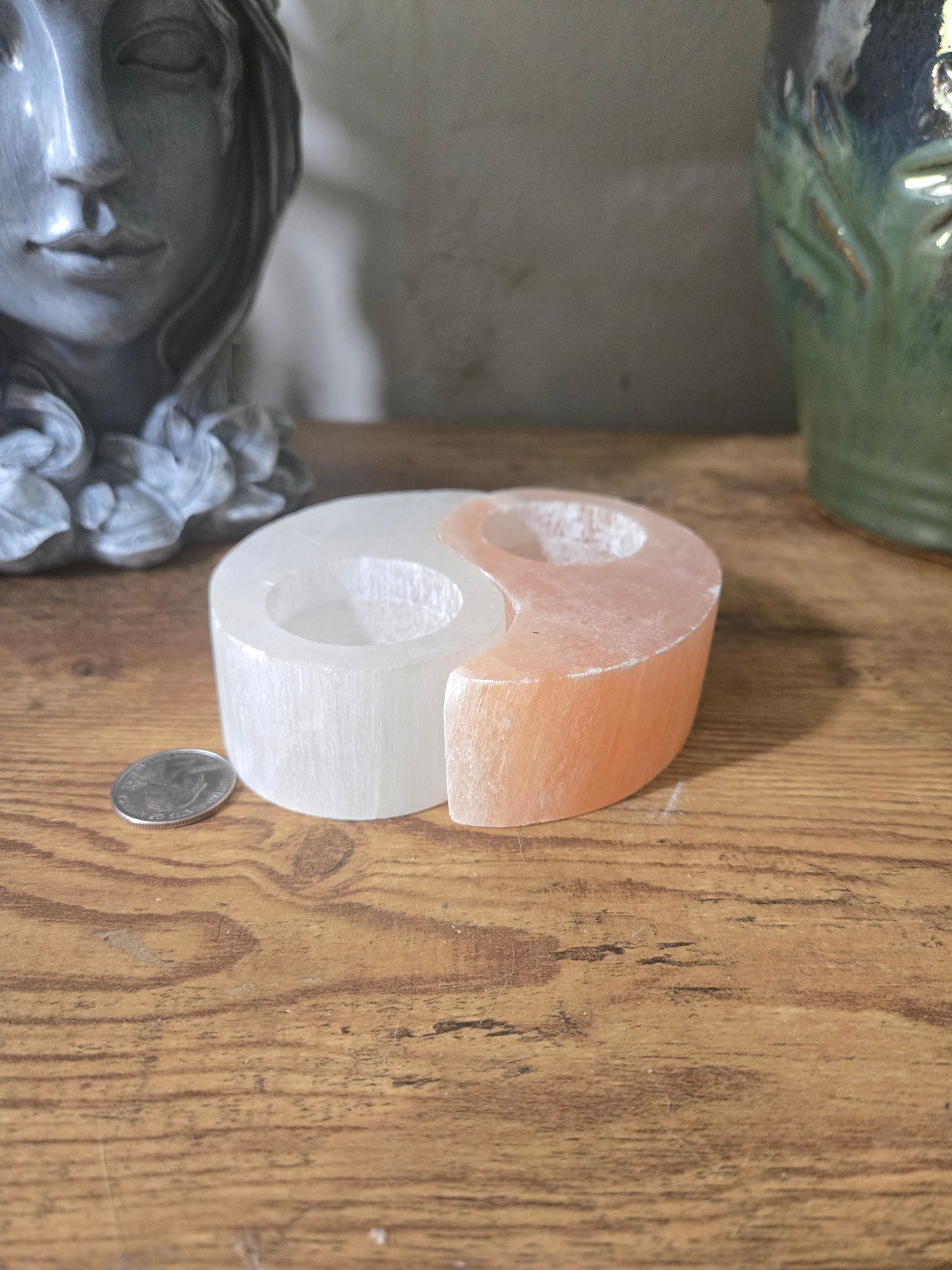 Selenite Yin Yang Candle Holder