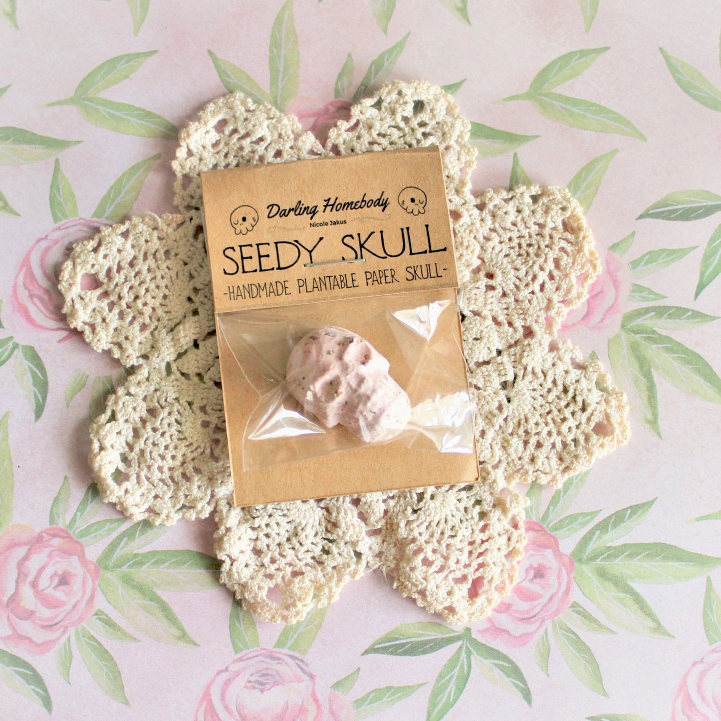 Single Plantable Paper Seedy Skull. Wildflowers
