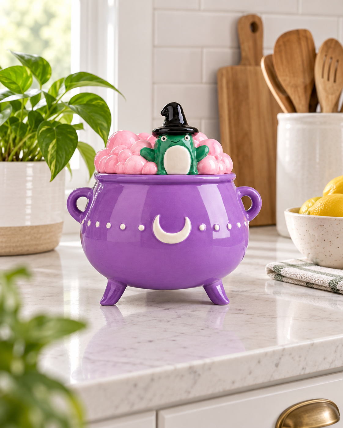Purple Frog Witch Cauldron Canister | 77 oz