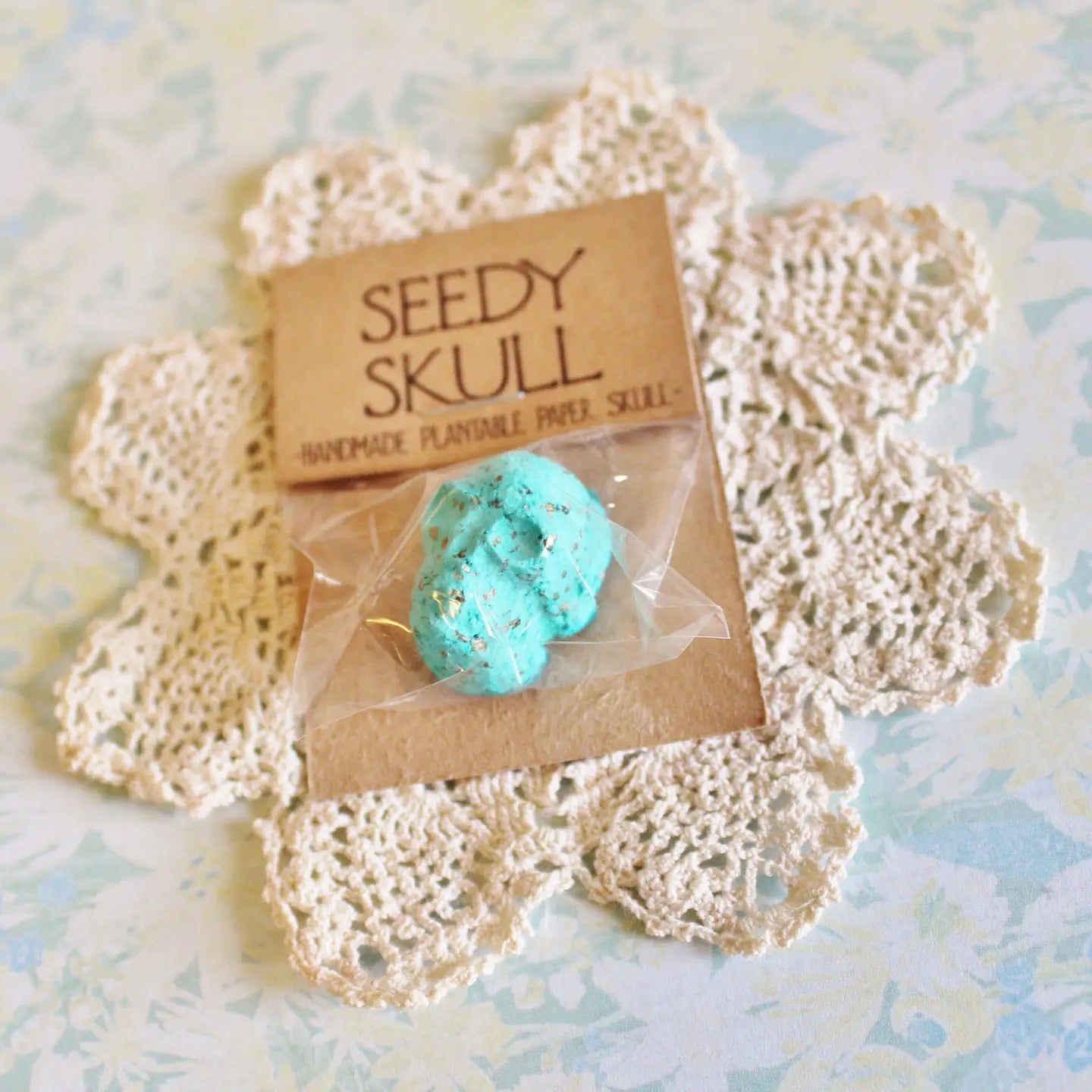 Single Plantable Paper Seedy Skull. Wildflowers