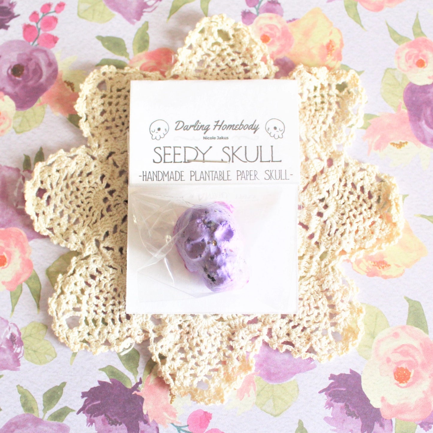 Single Plantable Paper Seedy Skull. Wildflowers
