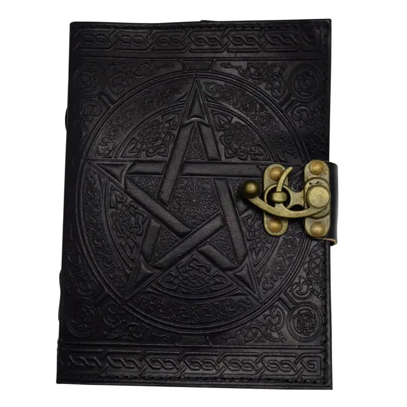 5 X 7 New Pentagram Black Leather Journal