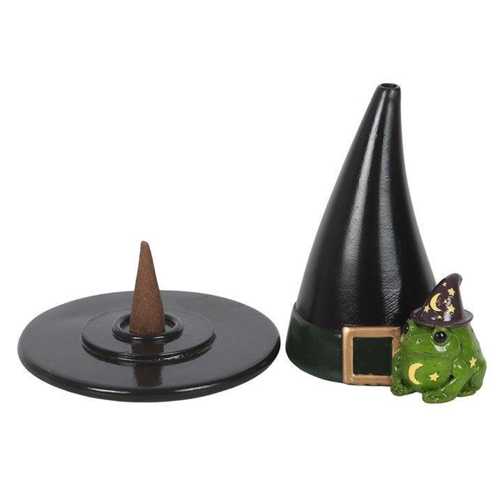 Witch Hat & Toad Incense Cone Holder | Witchy Resin Decor