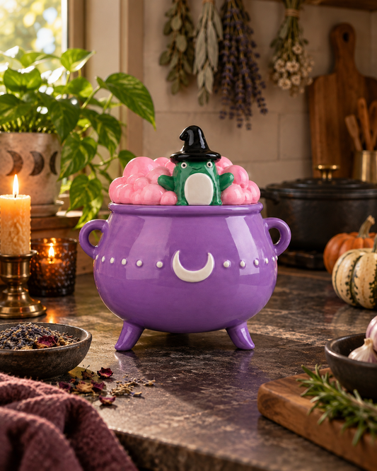 Purple Frog Witch Cauldron Canister | 77 oz