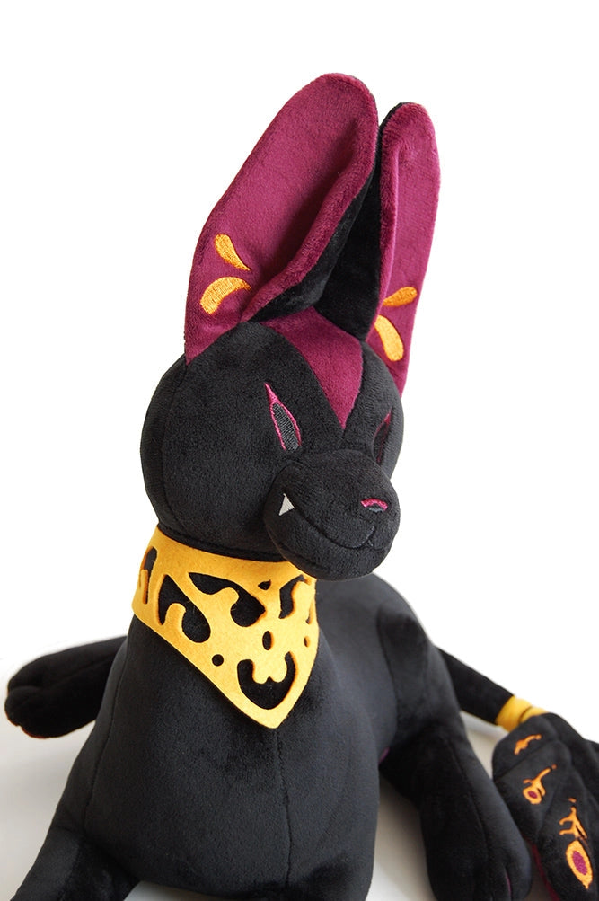 Floral Frolic Underworld Jackal Plush – 15" Tall Gothic Mythology Companion