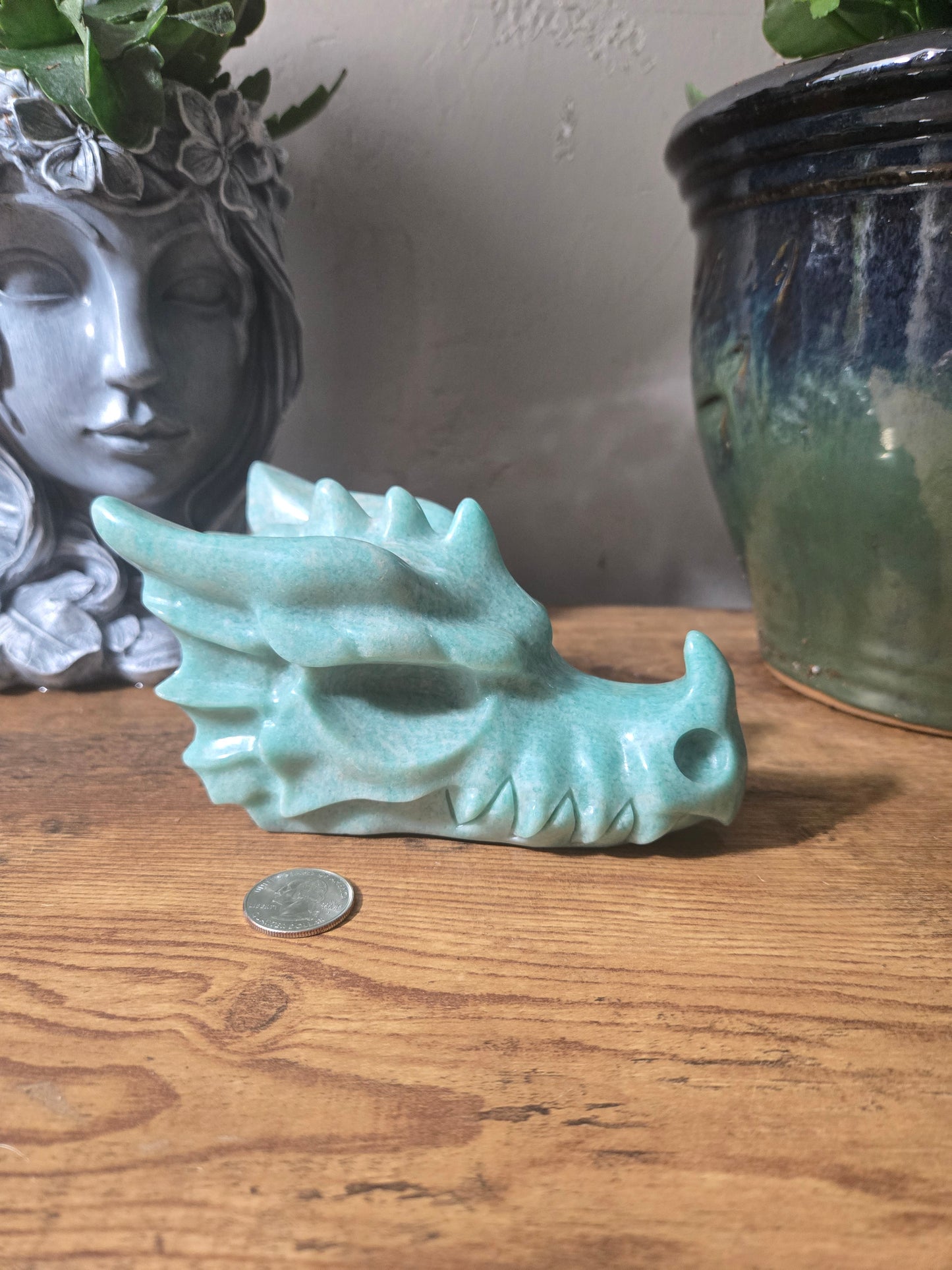 Amazonite Dragon Skull