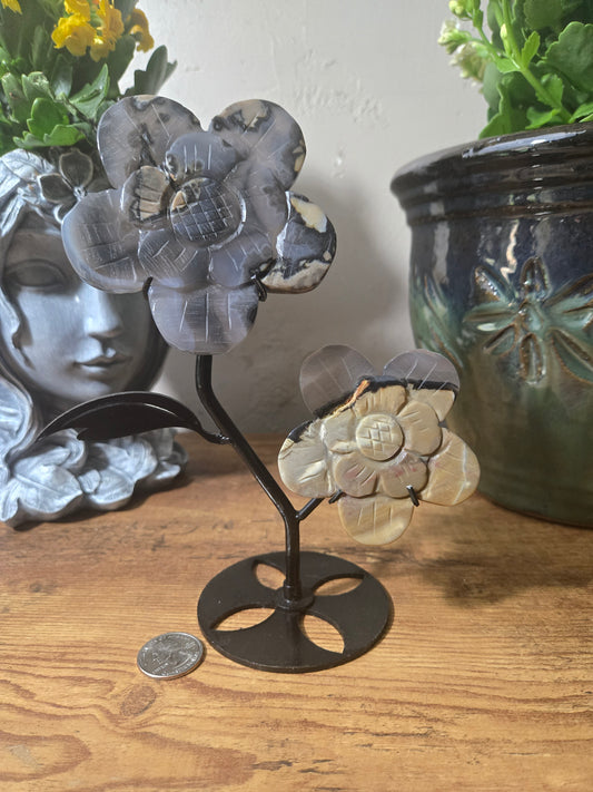 Volcano Agate Flower Carving