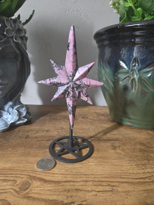 Rhodonite Star Carving