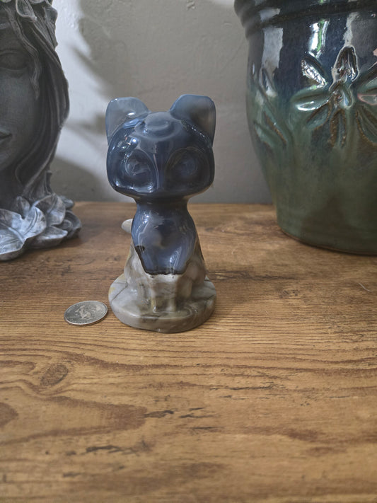 Volcano Agate Cat Carving