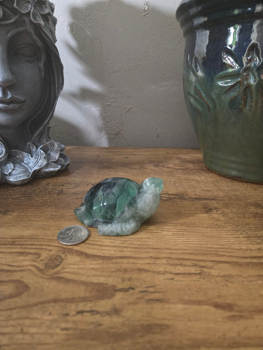 Fluorite Turtle Carving