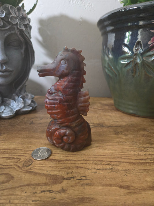 Ocean Jasper Seahorse Carving