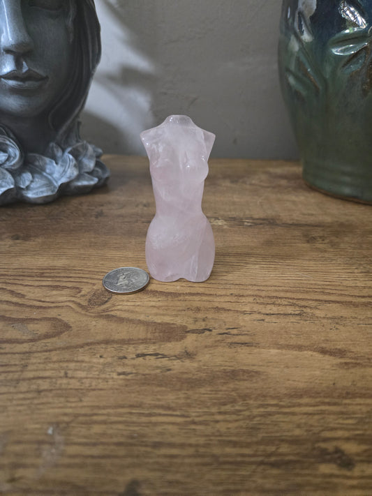 Rose Quartz Goddess Body Carving
