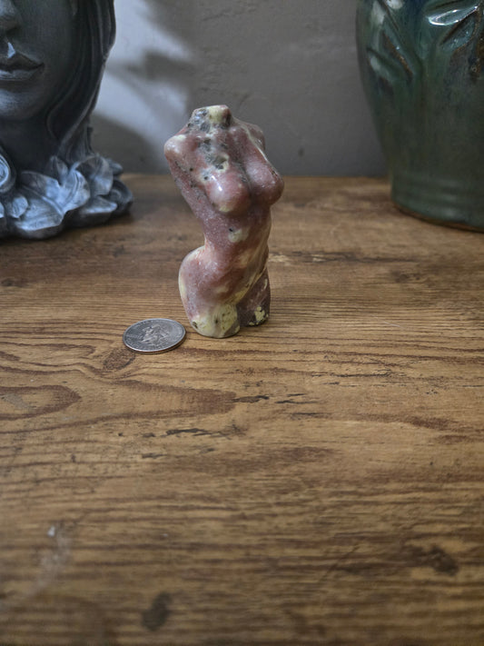 Pink Jade Goddess Body Carving