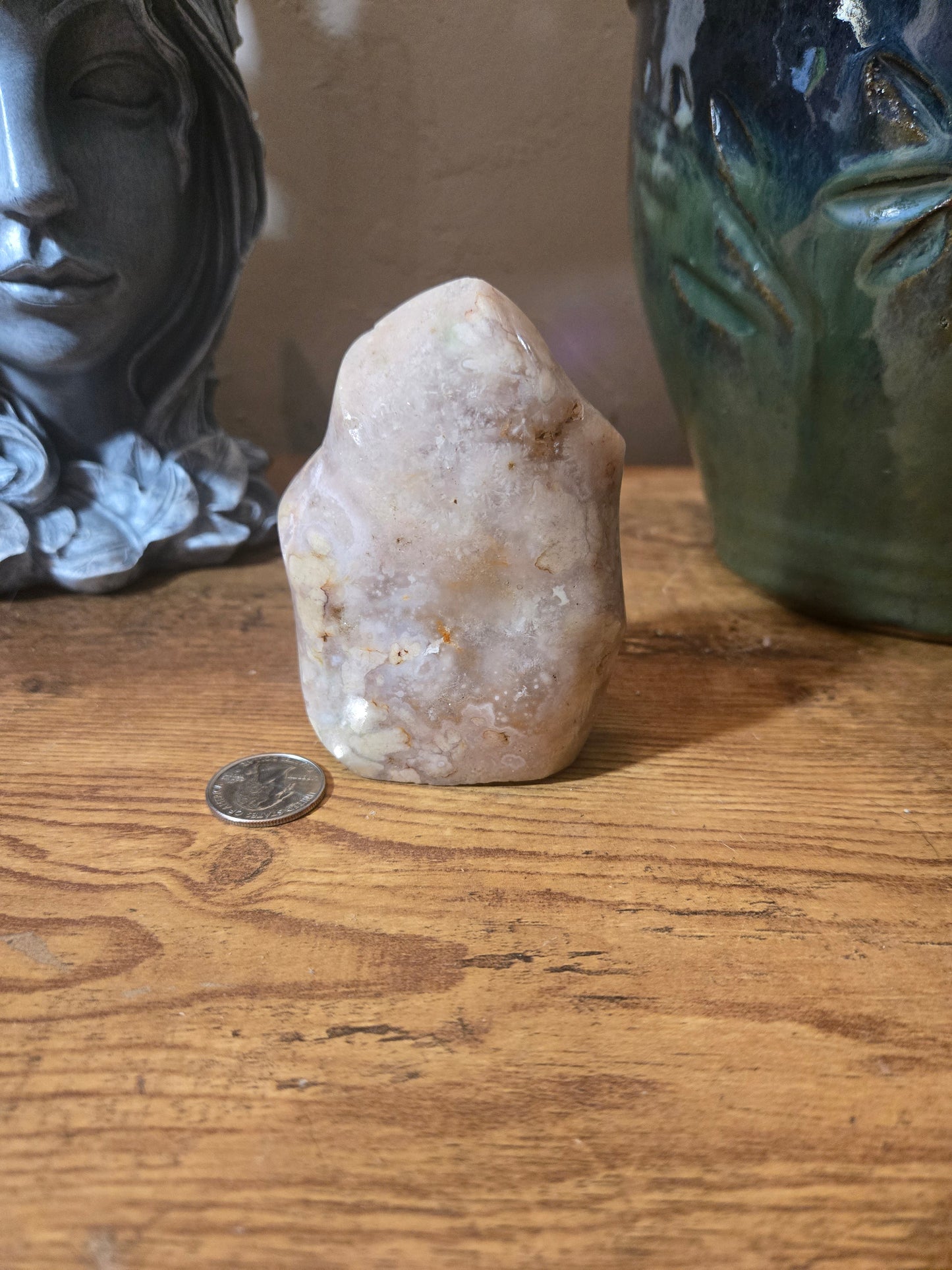Pink Flower Agate Flame Carving