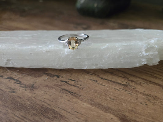 Natural Citrine Ring White Bronze