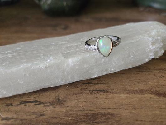 Natural Opal Ring White Bronze