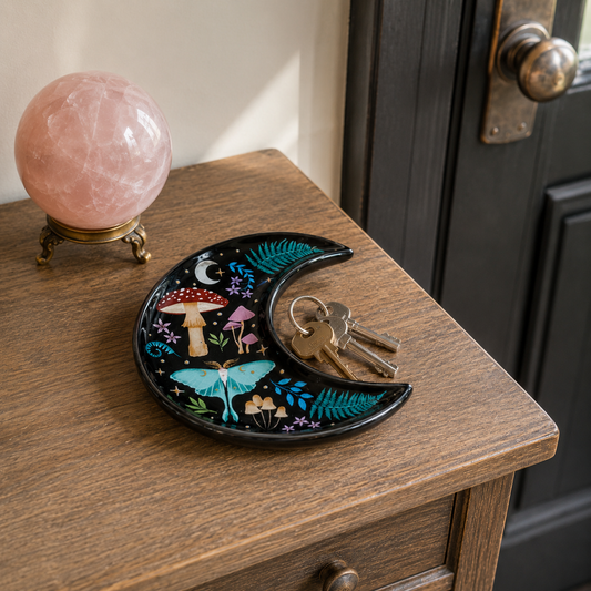 Crescent Moon Dark Forest Print Trinket Dish