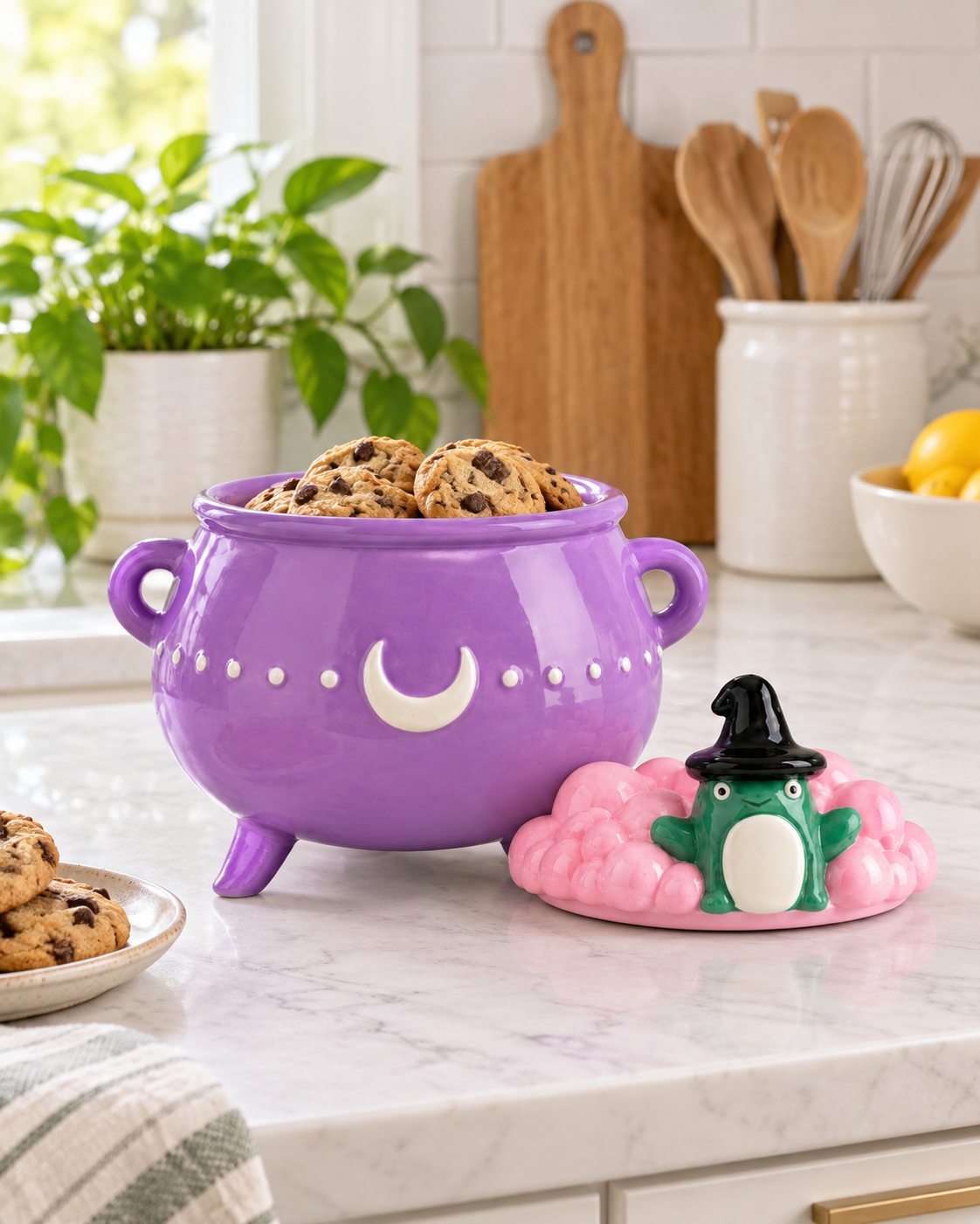 Purple Frog Witch Cauldron Canister | 77 oz