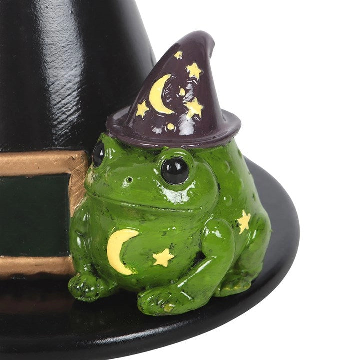 Witch Hat & Toad Incense Cone Holder | Witchy Resin Decor