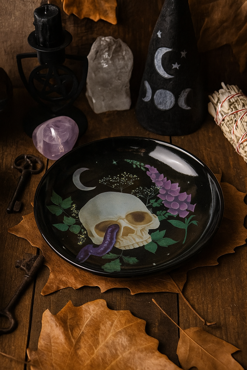 Venom & Vines Gothic Skull Trinket Dish
