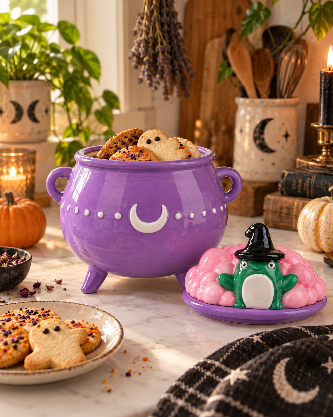 Purple Frog Witch Cauldron Canister | 77 oz