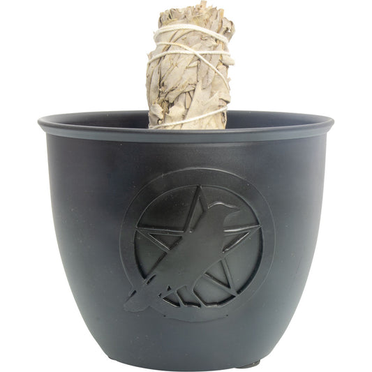 Pentacle Raven Metal Smudge Pot | 5" Incense Burner & Altar Bowl