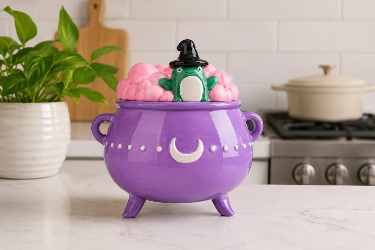 Purple Frog Witch Cauldron Canister | 77 oz