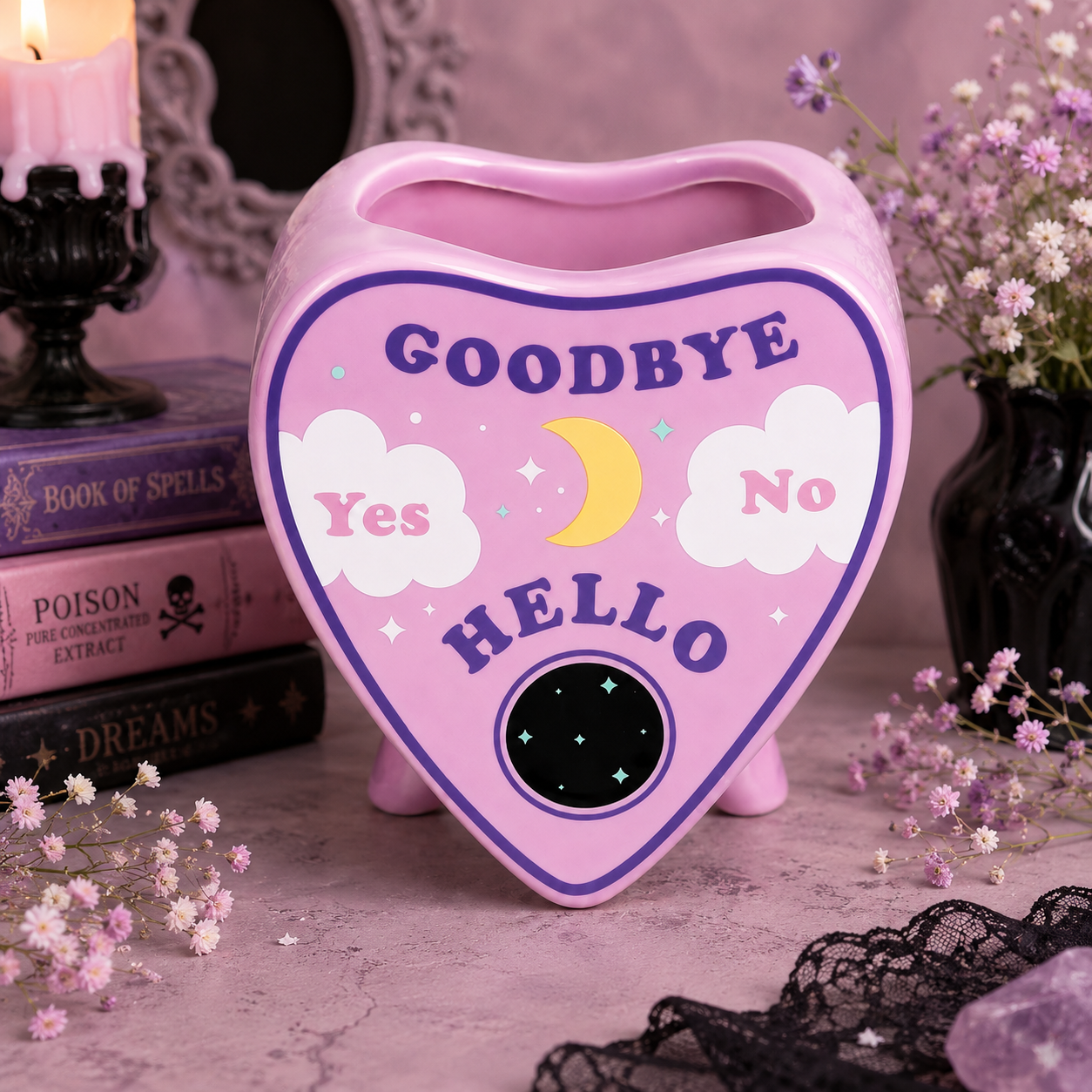 Pastel Planchette Ceramic Vase with Celestial Design