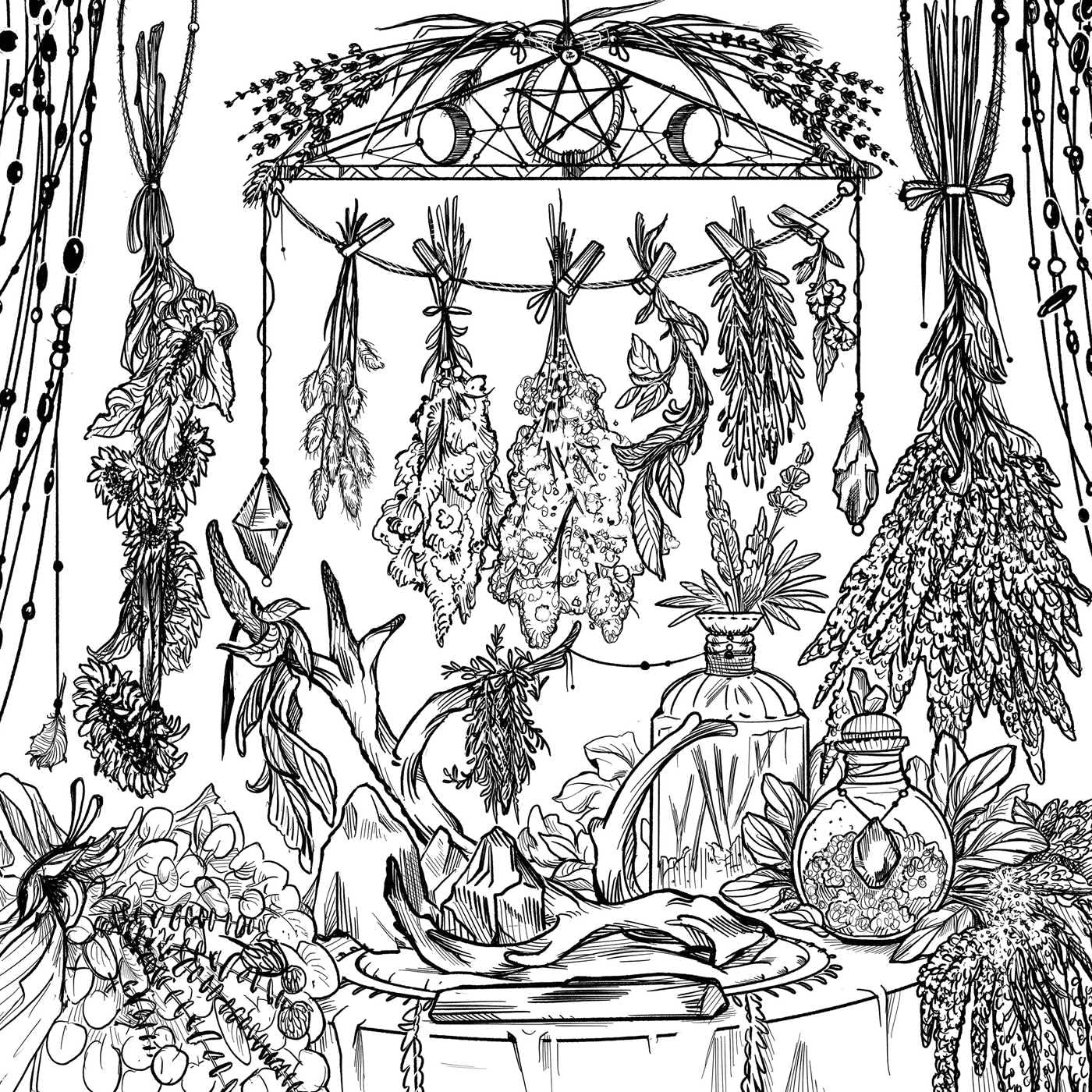 The Green Witch's Coloring Book: From Enchanting Forest Scenes to Intricate Herb Gardens, Conjure the Colorful World of Natural Magic