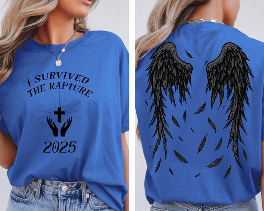 I survived the Rapture T-Shirt Black Wings