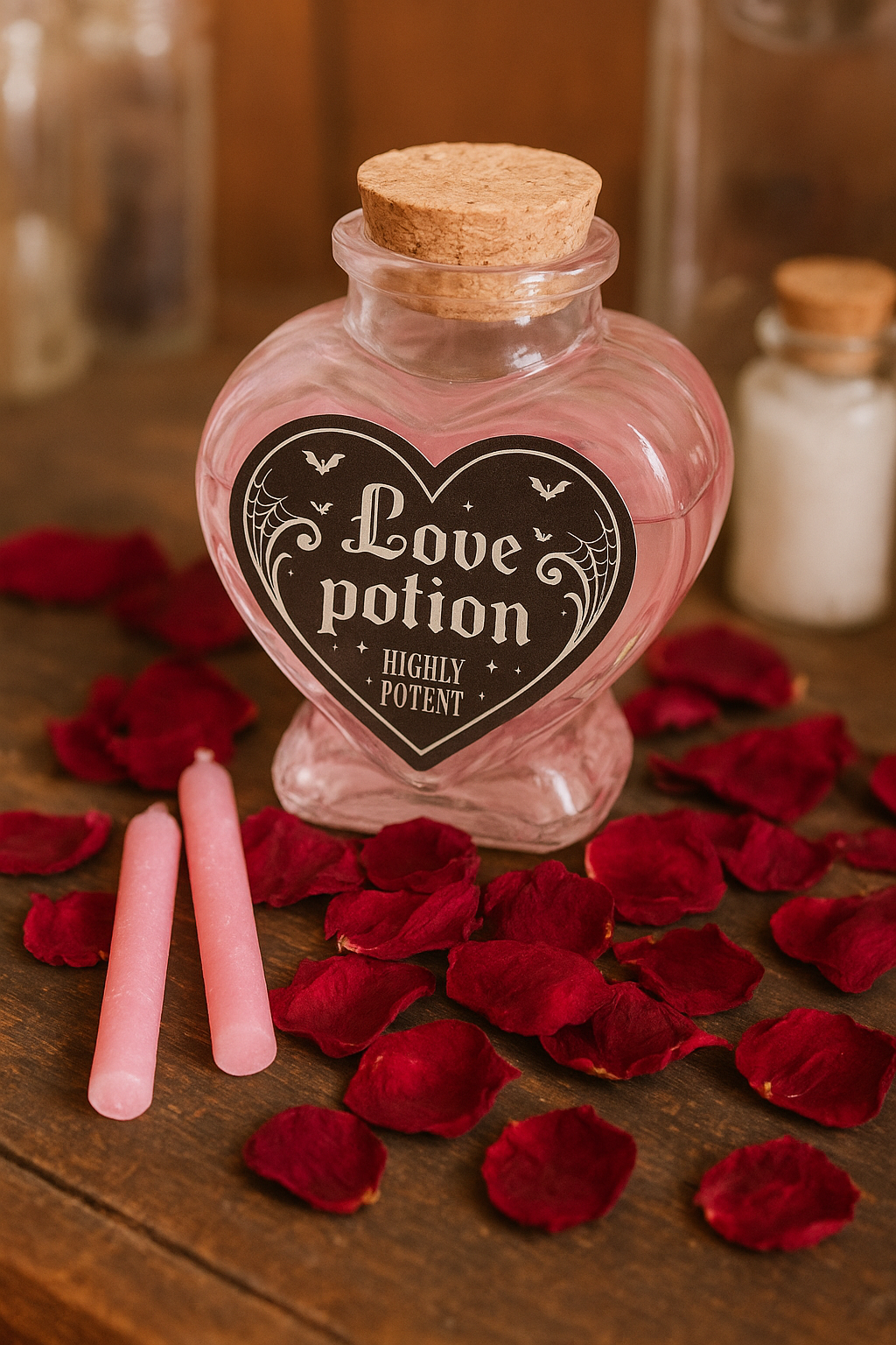 Love Potion Decorative Glass Heart Potion Bottle