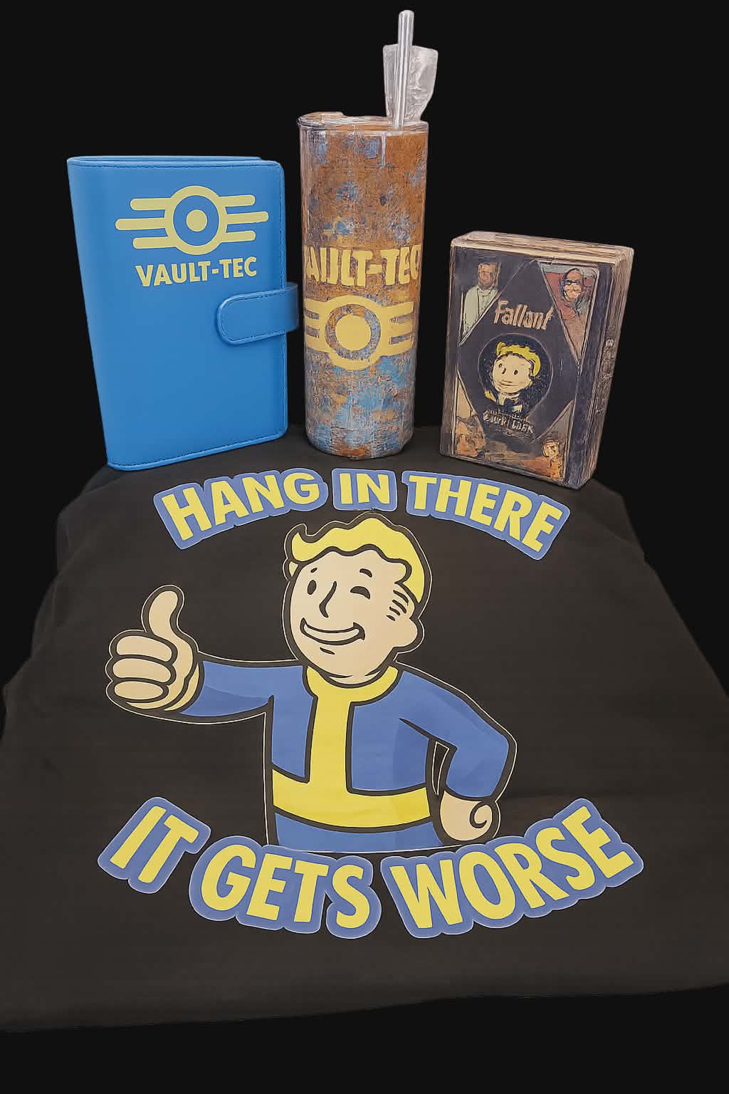Fallout Tarot Gift Bundle | Vault-Tec Tarot Journal, Fallout Tarot Deck, Tumbler & Funny Gamer Shirt