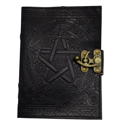 5 X 7 New Pentagram Black Leather Journal
