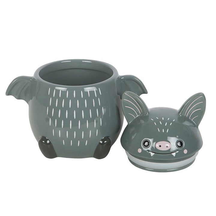 Cute Bat Cookie Jar | Ceramic Bat Treat Jar for Witchy Kitchens