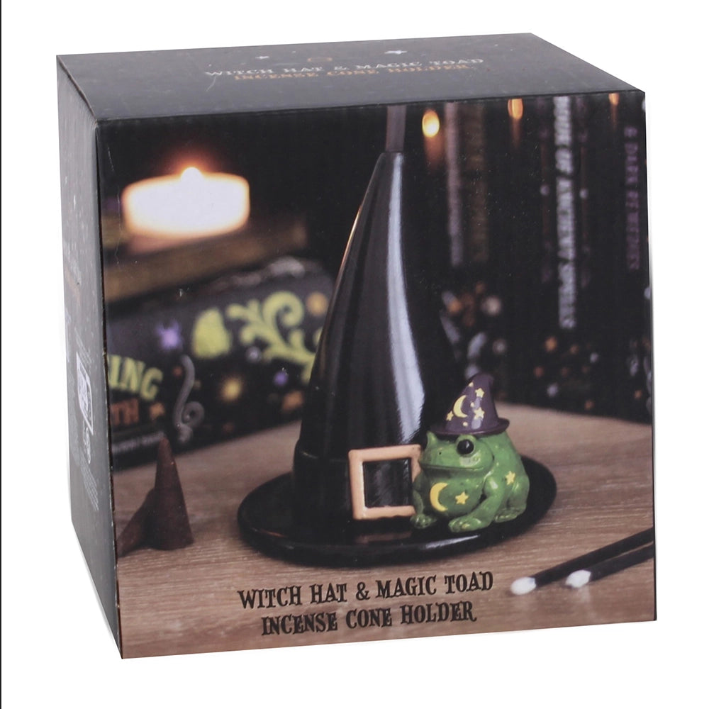 Witch Hat & Toad Incense Cone Holder | Witchy Resin Decor