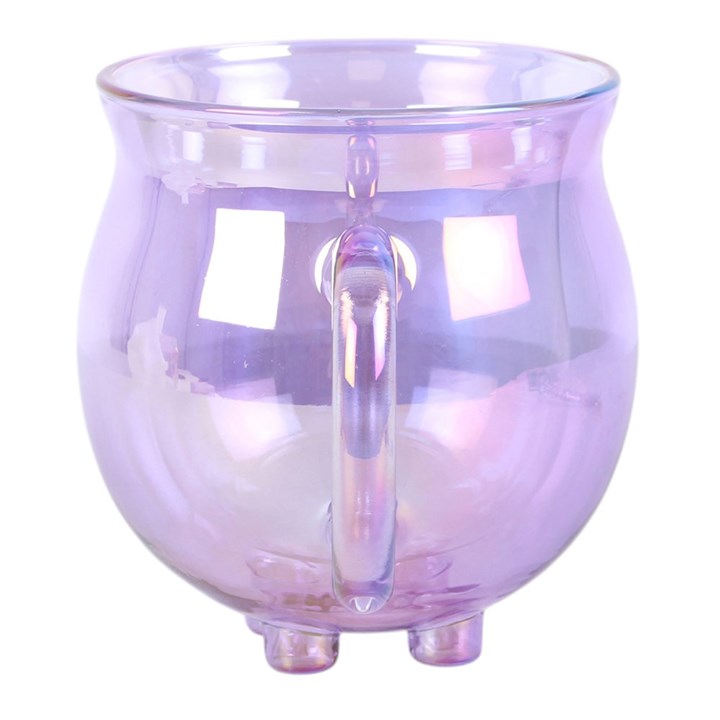 Purple Glass Cauldron Mug with Crystal Spoon