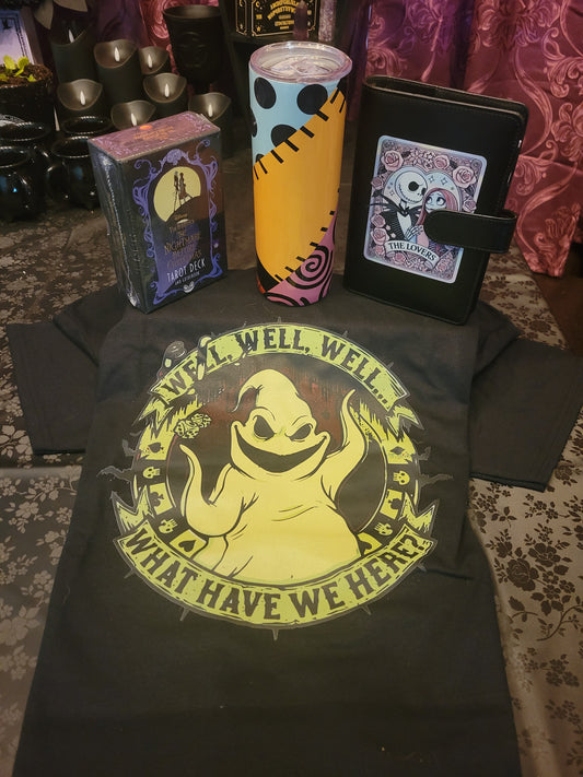 Nightmare Before Christmas Collector Bundle – Oogie Boogie Tee, Tarot Deck, Tumbler & Tarot Wallet