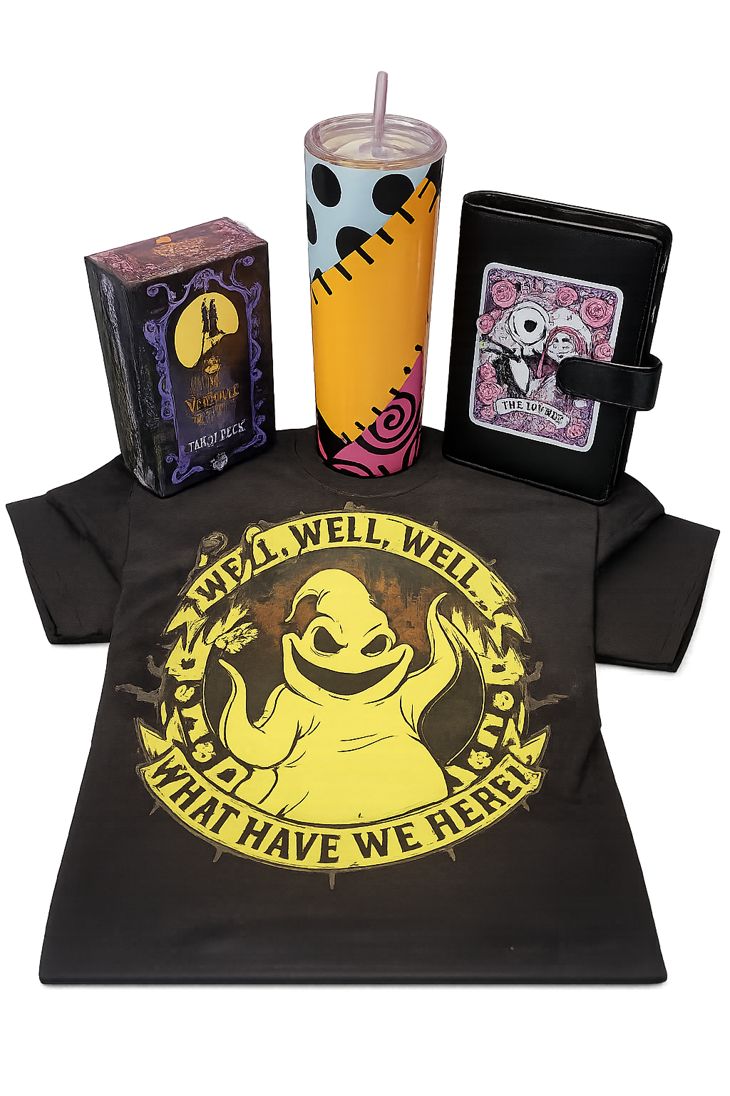Nightmare Before Christmas Collector Bundle – Oogie Boogie Tee, Tarot Deck, Tumbler & Tarot Wallet
