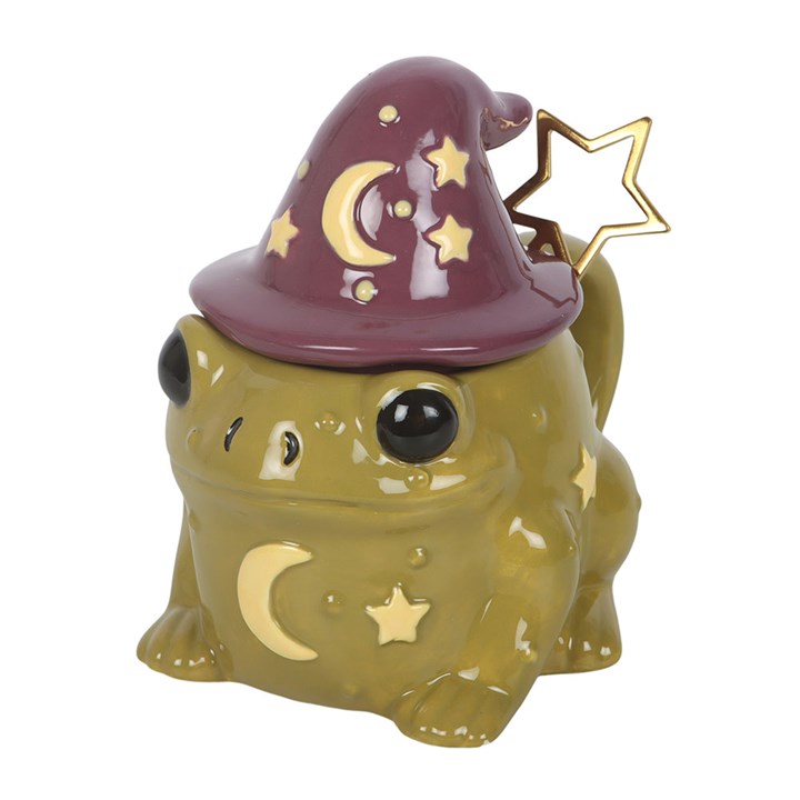 Wizard Toad Ceramic Mug with Witch Hat Lid & Star Spoon | 530ml Witchy Tea Cup