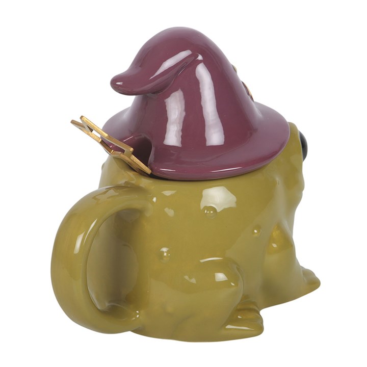 Wizard Toad Ceramic Mug with Witch Hat Lid & Star Spoon | 530ml Witchy Tea Cup